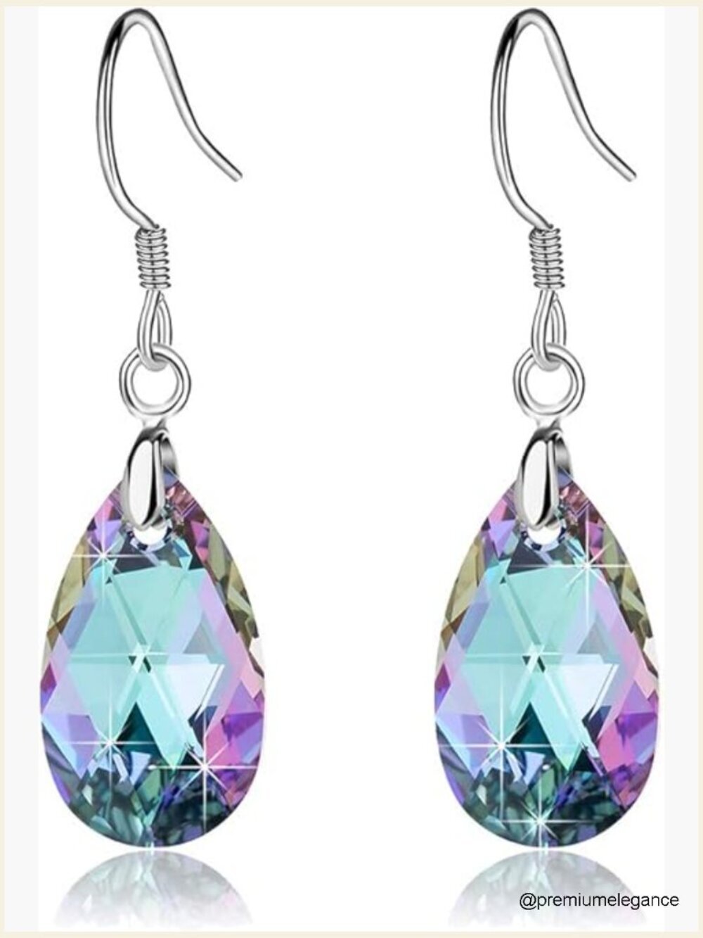 Teardrop Crystal Drop Dangle Earrings Sterling Silver Hook Hypoallergenic